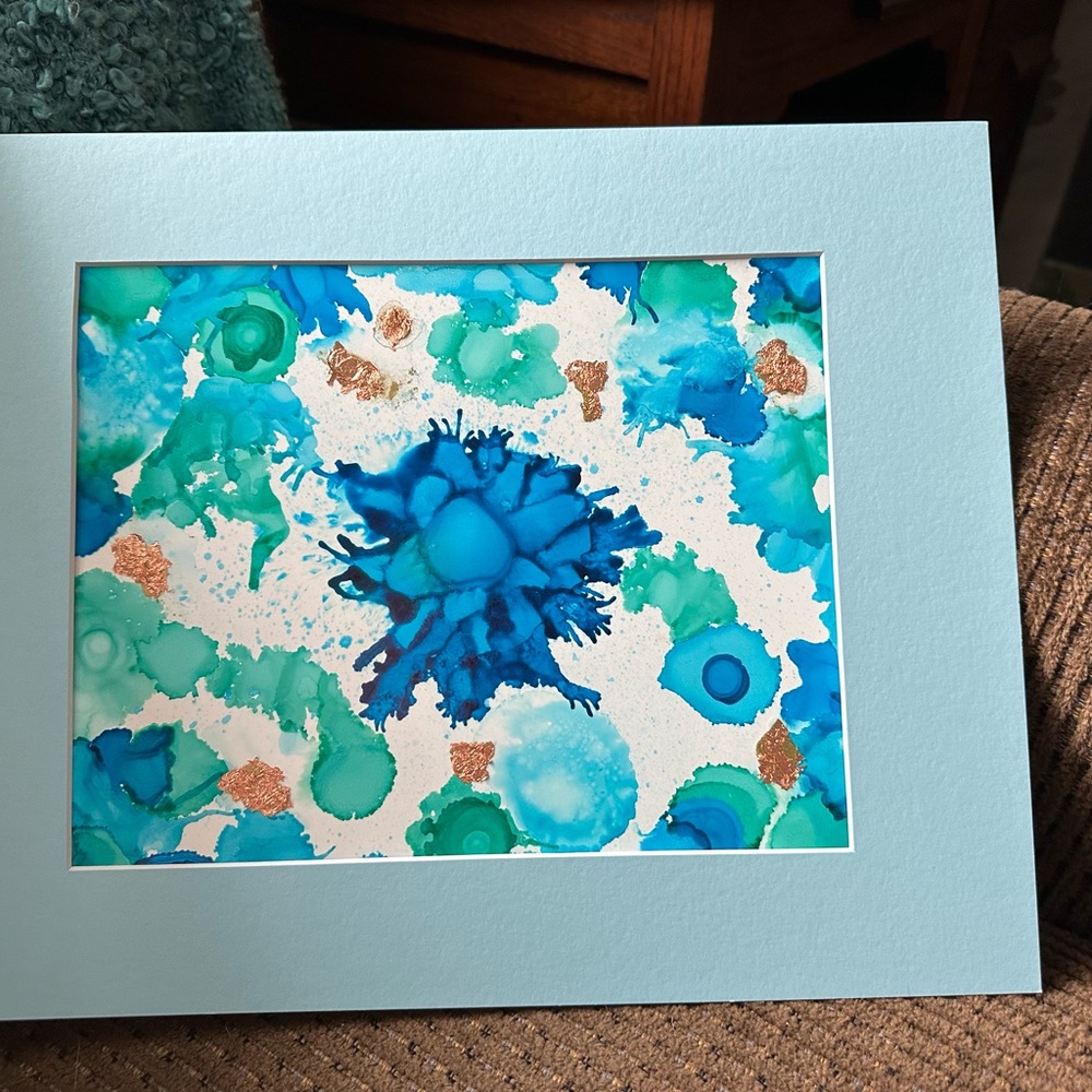 Handmade one of a kind, alcohol ink painting